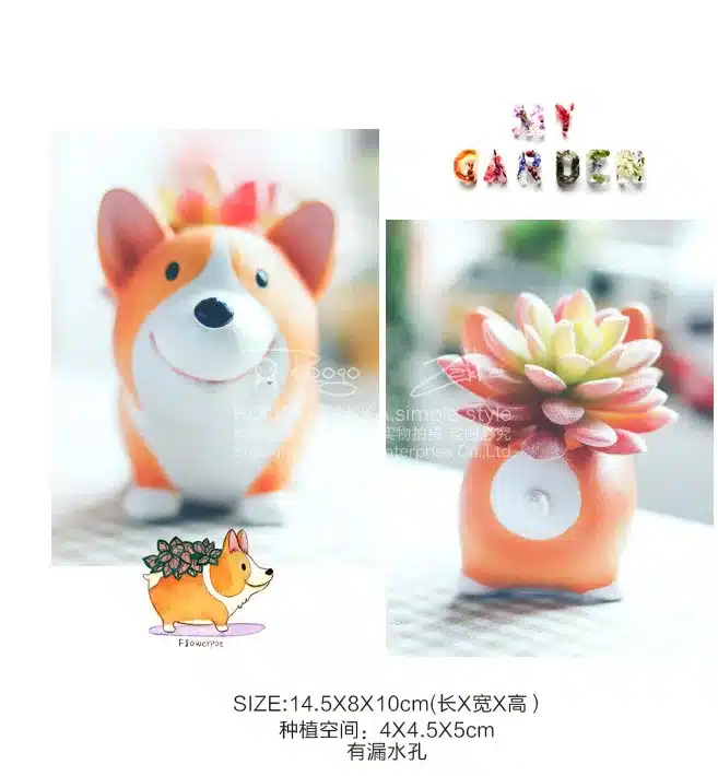 Creative Resin Flowerpot Kawaii Corgi Garden Pots Planters Jardin Bonsai Desk Succulent Flower Pot Can Mix Order Dropshipping 15