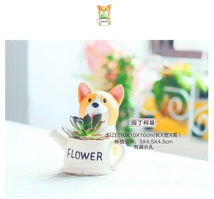 Creative Resin Flowerpot Kawaii Corgi Garden Pots Planters Jardin Bonsai Desk Succulent Flower Pot Can Mix Order Dropshipping 17