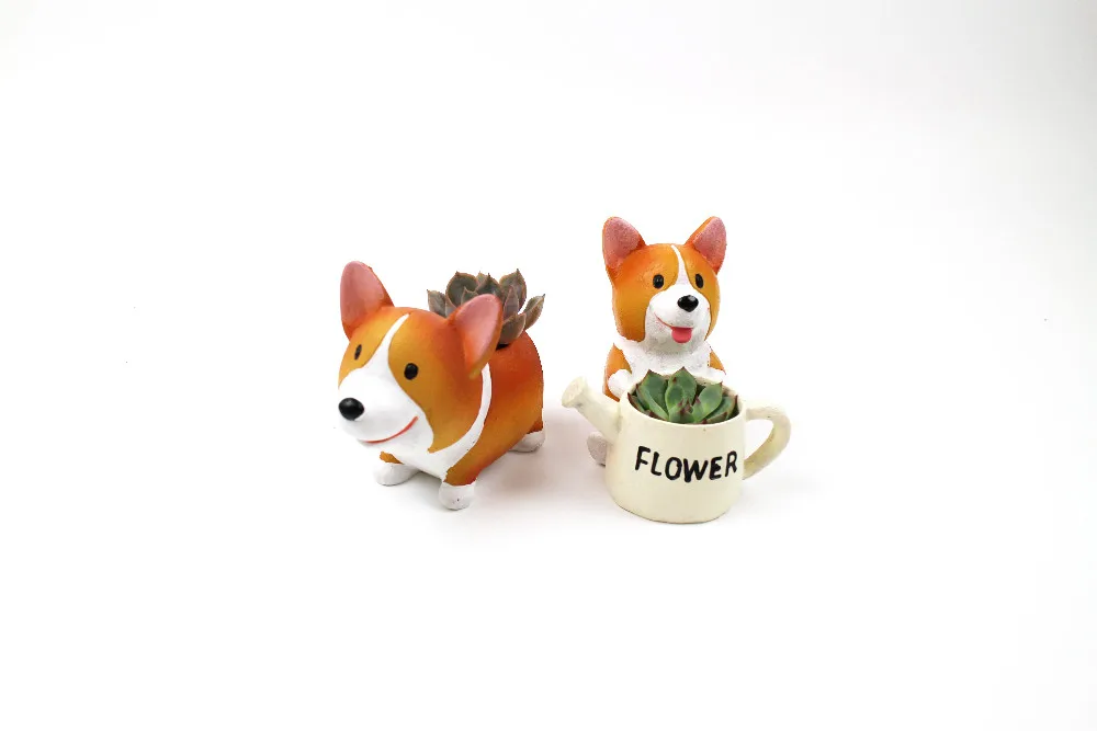 Creative Resin Flowerpot Kawaii Corgi Garden Pots Planters Jardin Bonsai Desk Succulent Flower Pot Can Mix Order Dropshipping 22