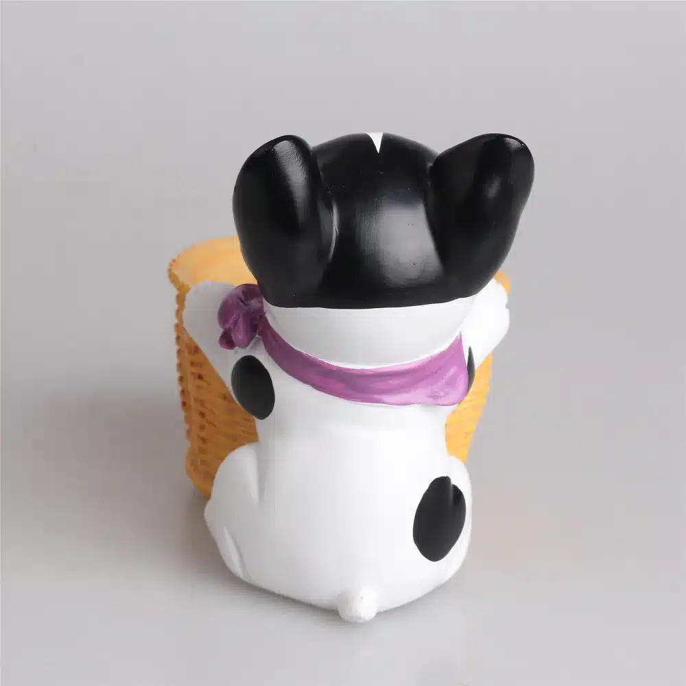 Decorative Black and White French Dog Resin Flower Cactus Succulent Pot Planter Bonsai Home Garden Pot Decor 12
