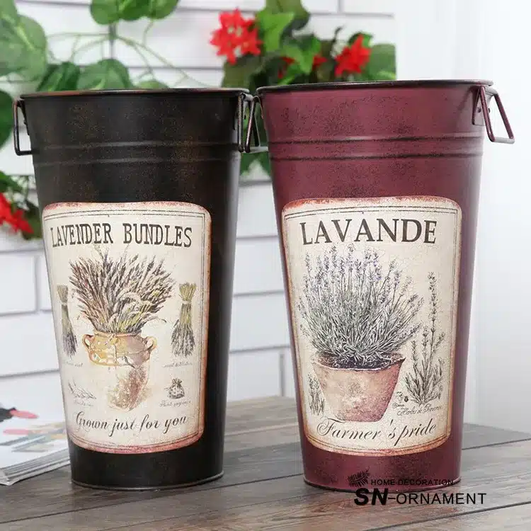 Retro Large Tin Bucket modern flower arranging Barrel Home Decoration Crafts Garden Pots Planters 3