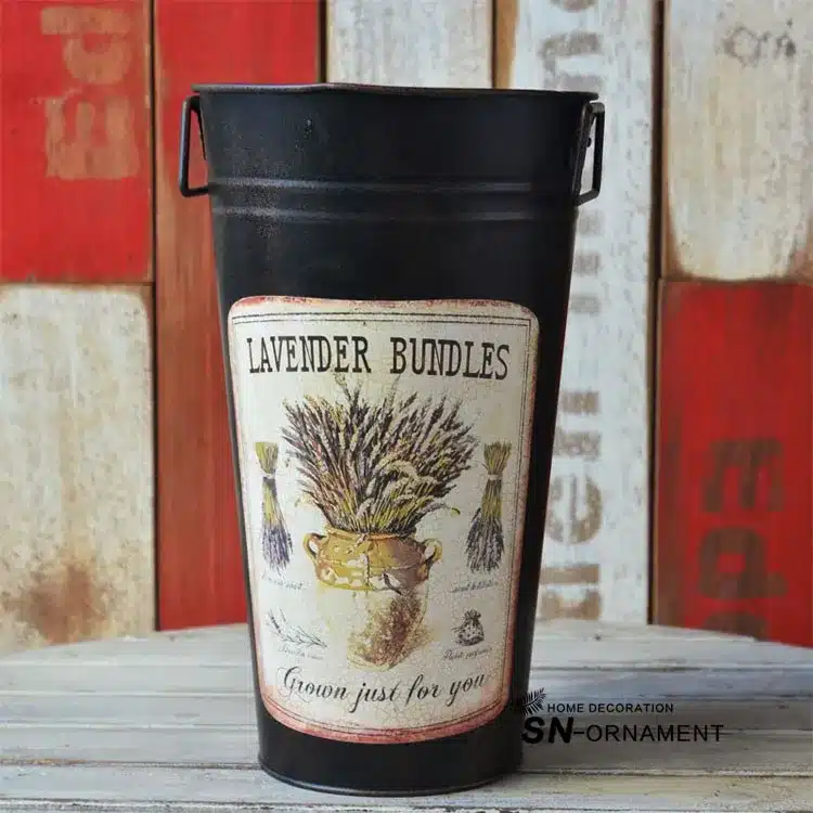 Retro Large Tin Bucket modern flower arranging Barrel Home Decoration Crafts Garden Pots Planters 8