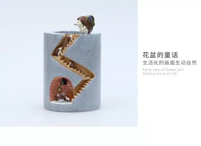 Creative Micro Landscape Flower Pot Hanging Hedgehog Design Flowers Baskets Succulents Plants Holder House Bonsai Garden Pots 6