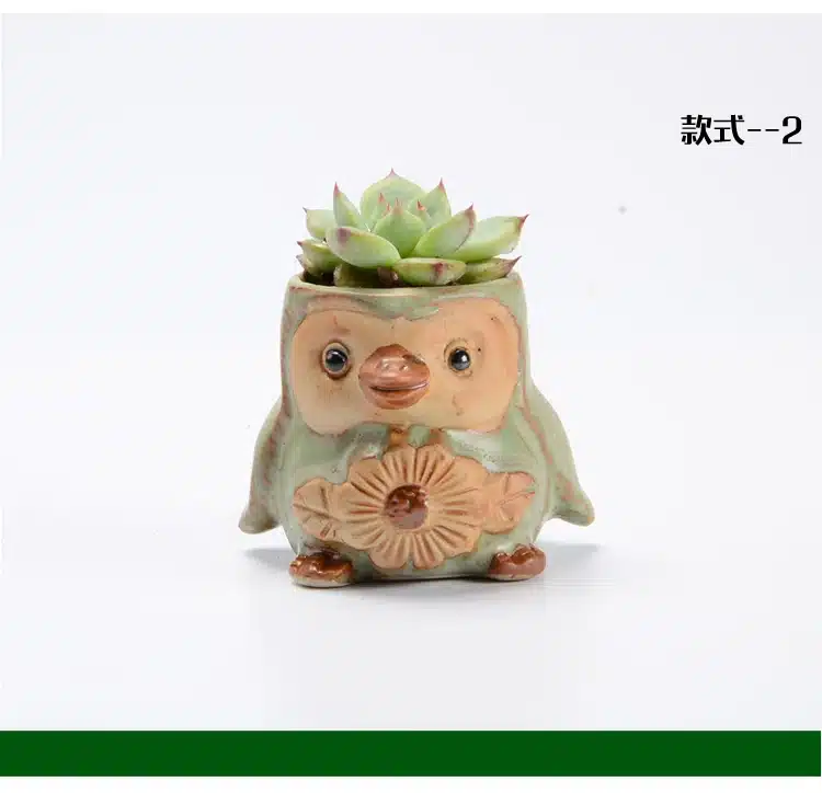 4pcs/set Cartoon Pengui-shaped Flower Pot Succulent Pot Fleshy Planters Small Pottery Vase Home / Garden Pot 12