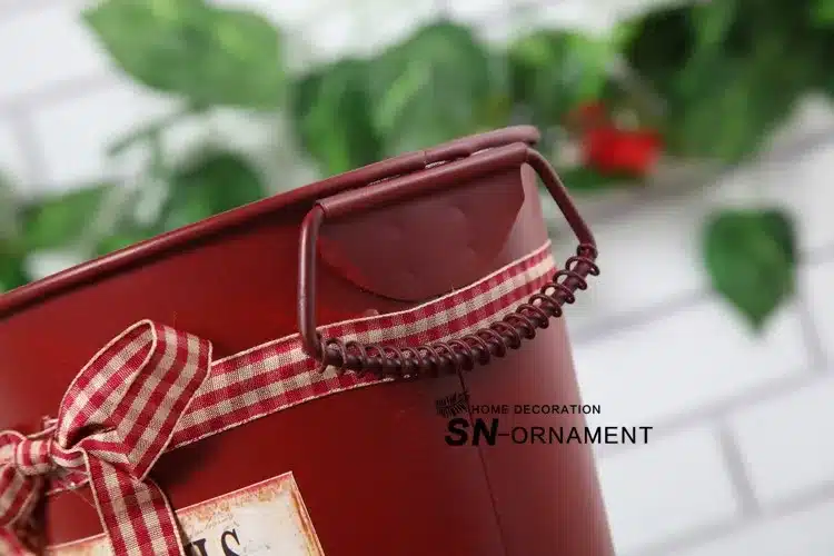 Rural Style Flower Tub Painting Vase Tin Bucket Desktop Floor Decor Garden Pots Planters 9