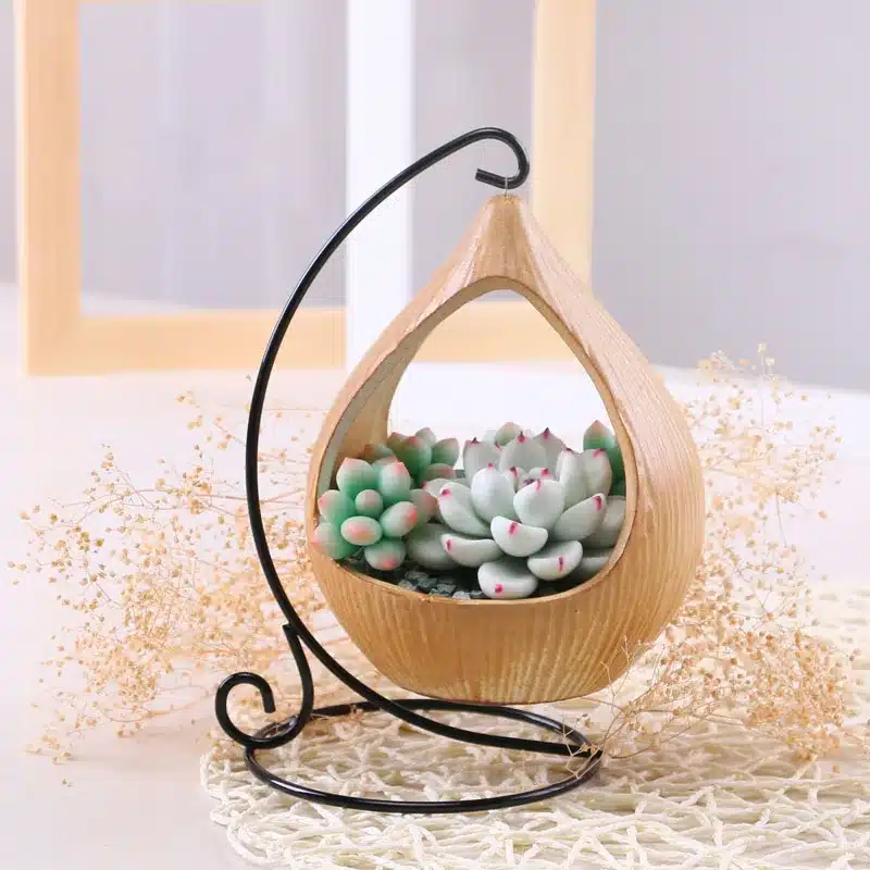 Ornament Metal Stand Plant Ceramic Hanging Levitating Flower Pot Bonsai Decorate Balcony Mini Garden Pot Planter Box Container 8