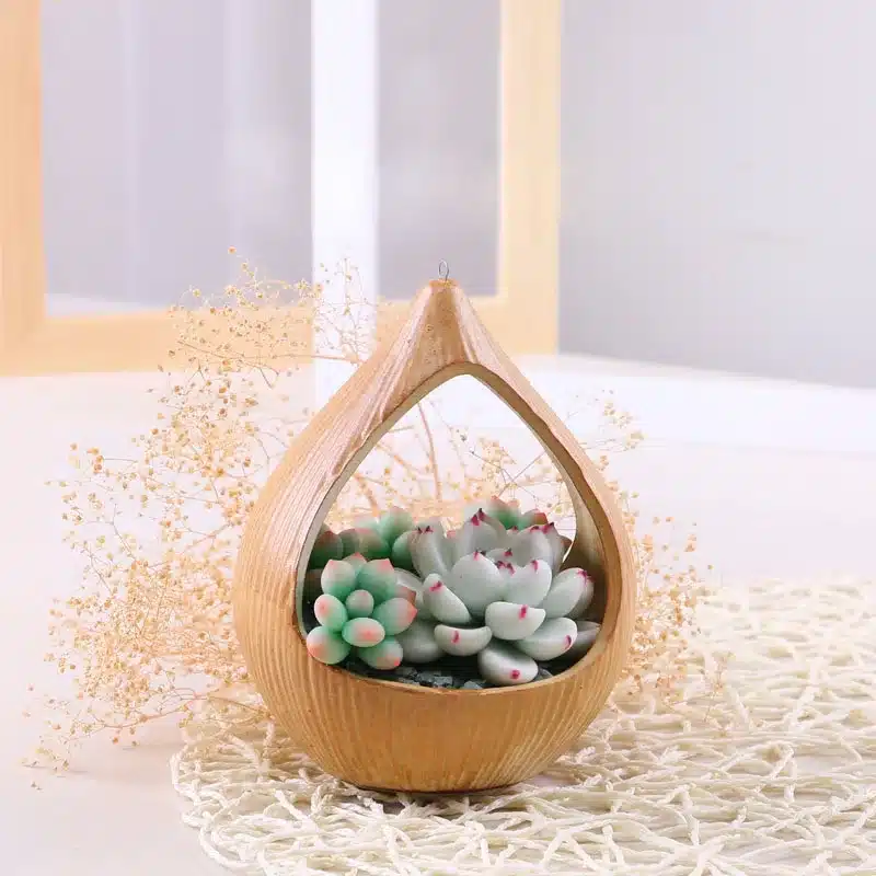 Ornament Metal Stand Plant Ceramic Hanging Levitating Flower Pot Bonsai Decorate Balcony Mini Garden Pot Planter Box Container 9