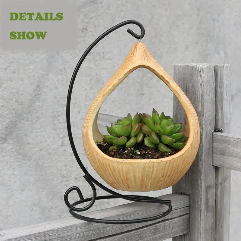 Ornament Metal Stand Plant Ceramic Hanging Levitating Flower Pot Bonsai Decorate Balcony Mini Garden Pot Planter Box Container 11