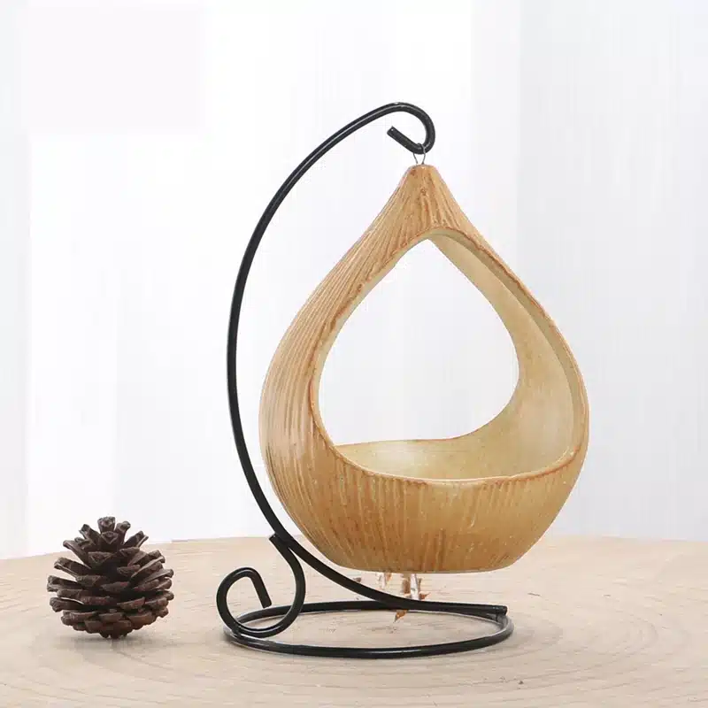 Ornament Metal Stand Plant Ceramic Hanging Levitating Flower Pot Bonsai Decorate Balcony Mini Garden Pot Planter Box Container 12