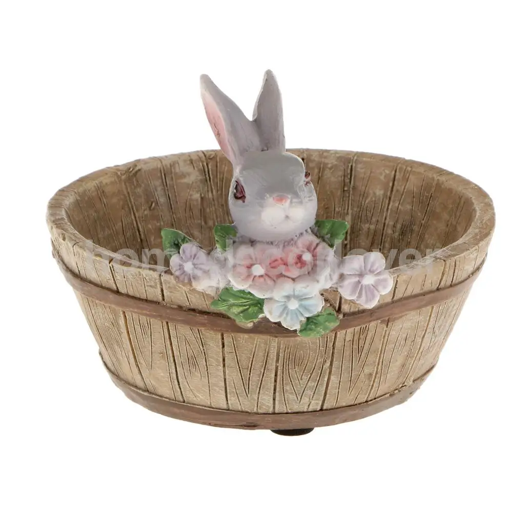Decorative Bunny Rabbit Resin Flower Cactus Herbs Sedum Succulent Pot Planter Bonsai Trough Box Plant Bed Home Garden Pot Decor 1