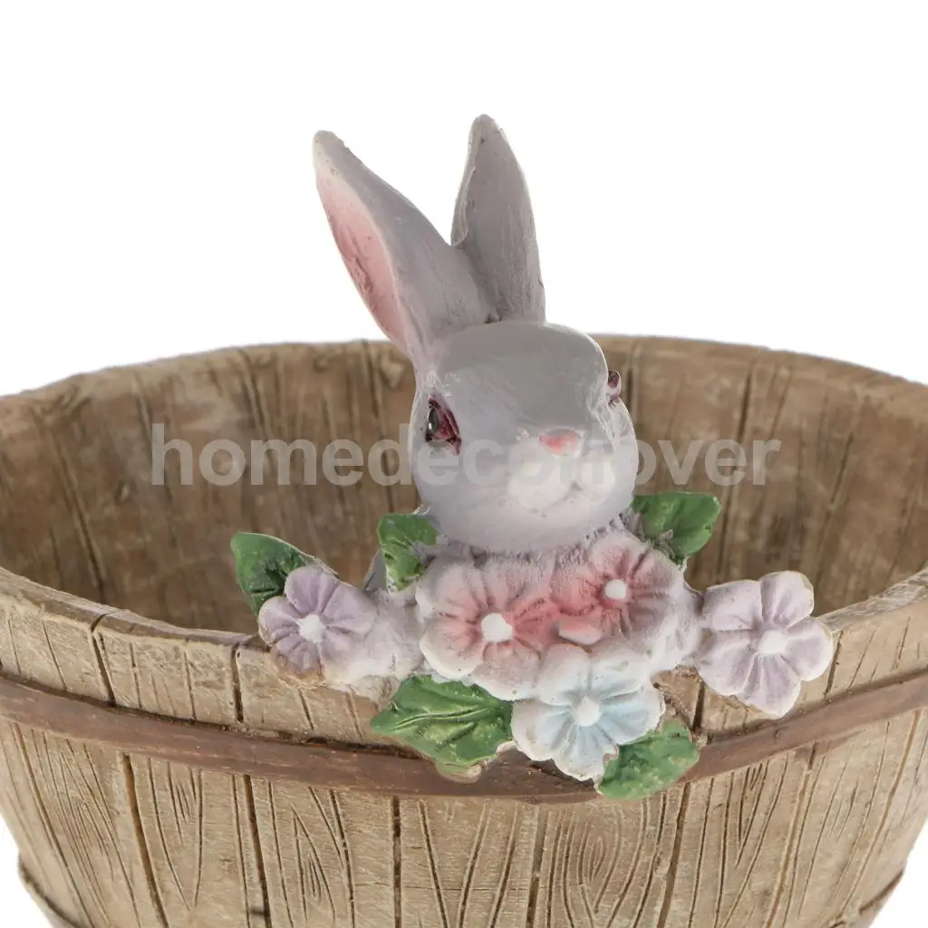 Decorative Bunny Rabbit Resin Flower Cactus Herbs Sedum Succulent Pot Planter Bonsai Trough Box Plant Bed Home Garden Pot Decor 3