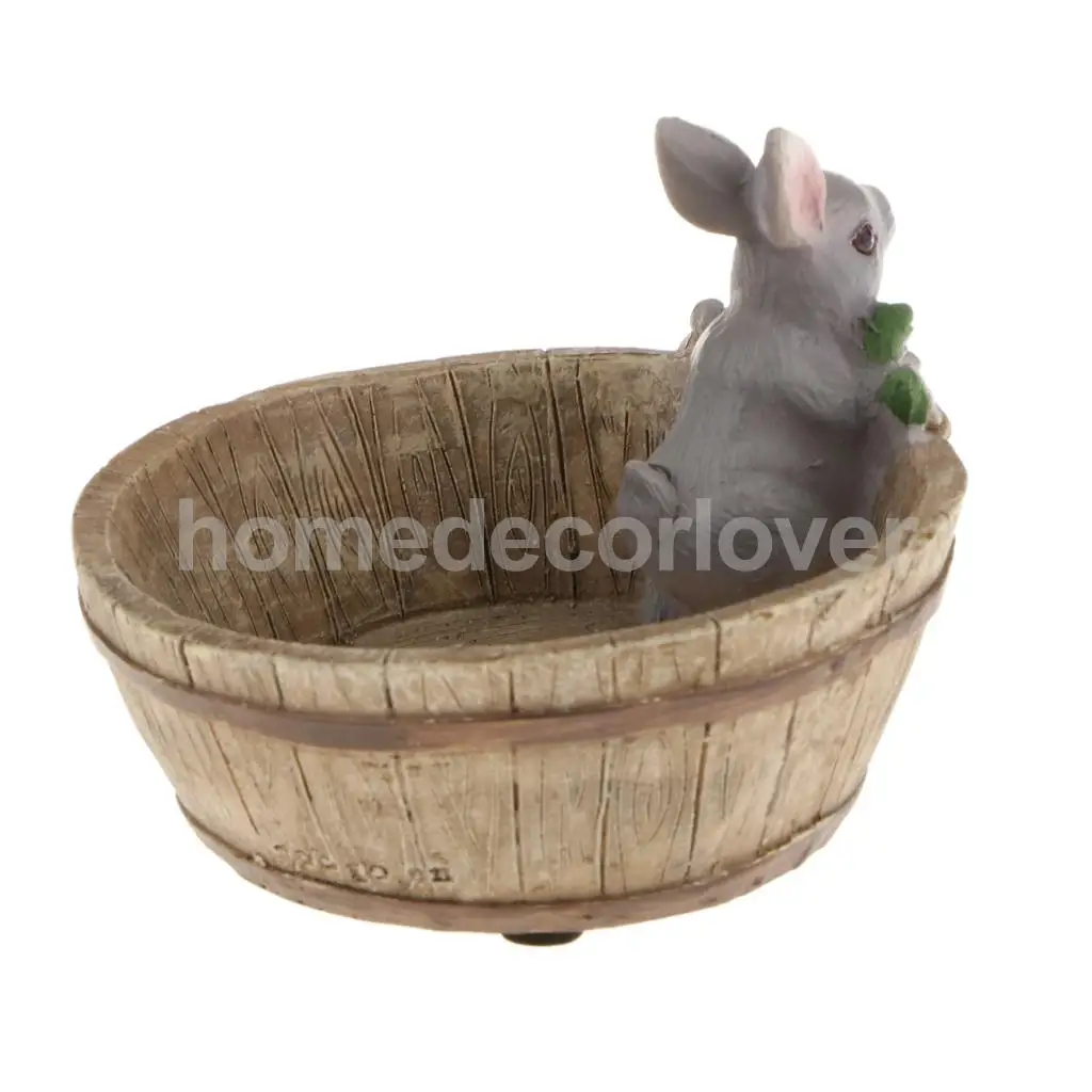 Decorative Bunny Rabbit Resin Flower Cactus Herbs Sedum Succulent Pot Planter Bonsai Trough Box Plant Bed Home Garden Pot Decor 4