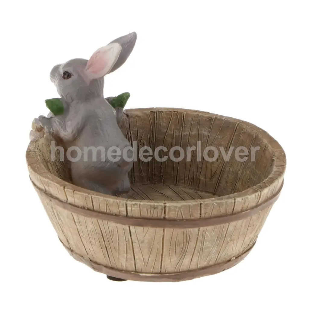 Decorative Bunny Rabbit Resin Flower Cactus Herbs Sedum Succulent Pot Planter Bonsai Trough Box Plant Bed Home Garden Pot Decor 5