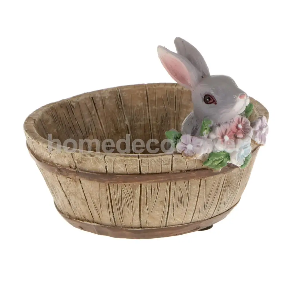 Decorative Bunny Rabbit Resin Flower Cactus Herbs Sedum Succulent Pot Planter Bonsai Trough Box Plant Bed Home Garden Pot Decor 6