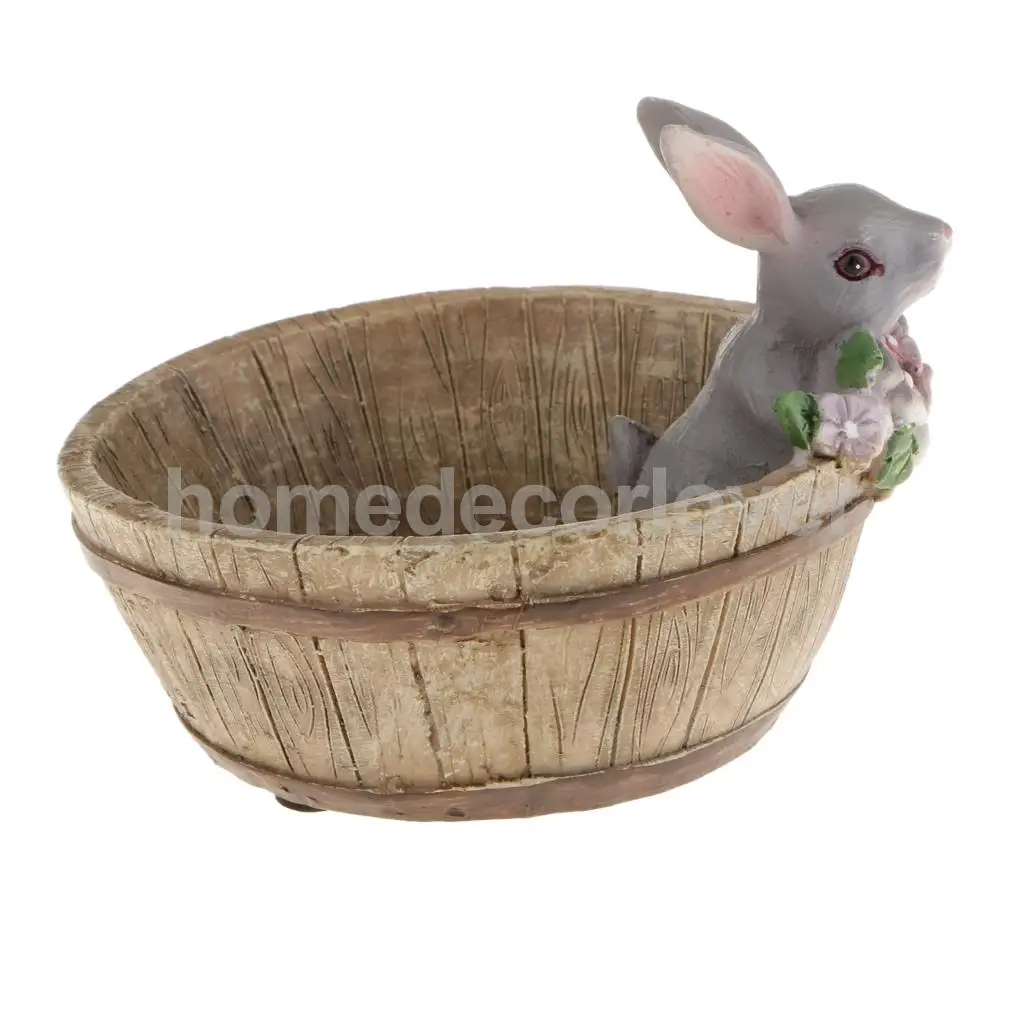 Decorative Bunny Rabbit Resin Flower Cactus Herbs Sedum Succulent Pot Planter Bonsai Trough Box Plant Bed Home Garden Pot Decor 8