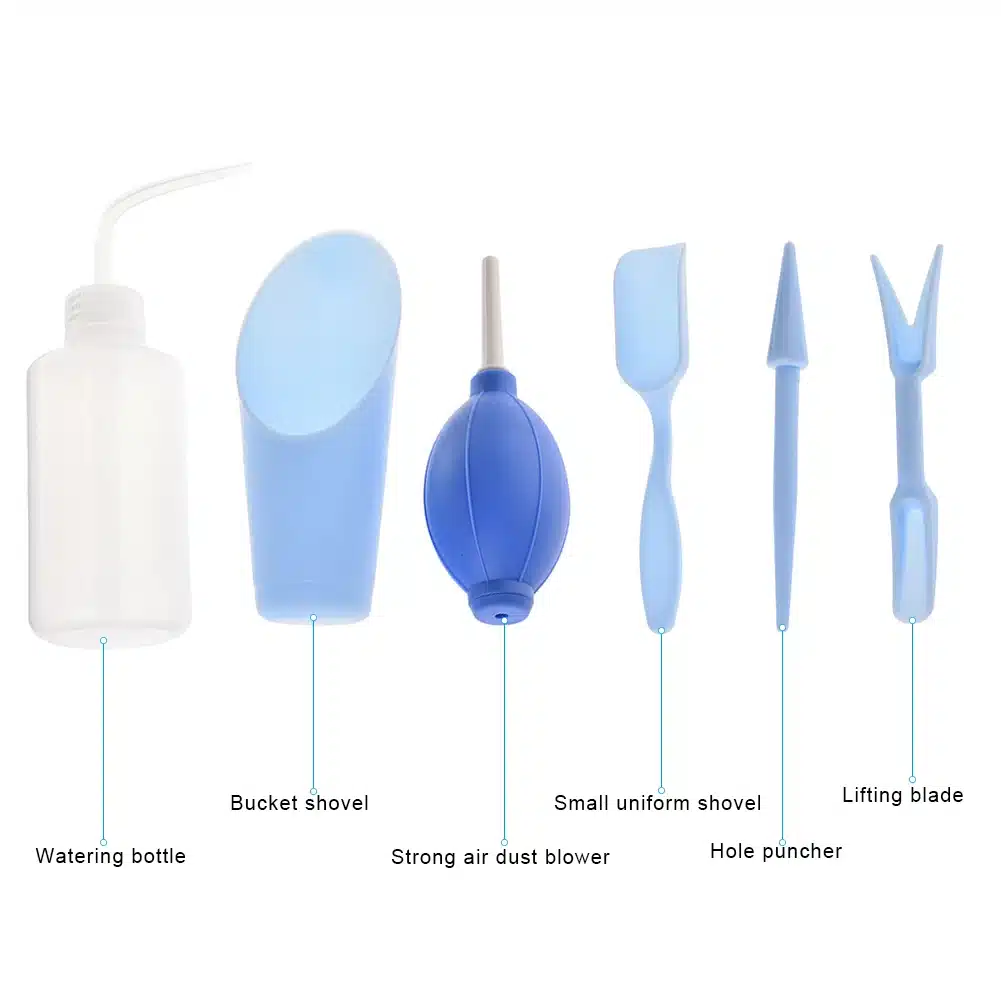 6 PCS/set Gardening Tools Succulent Plant Planting Kit Set Spray Bottle +Bucket shovel+Strong blower+ puncher plant grafting 6