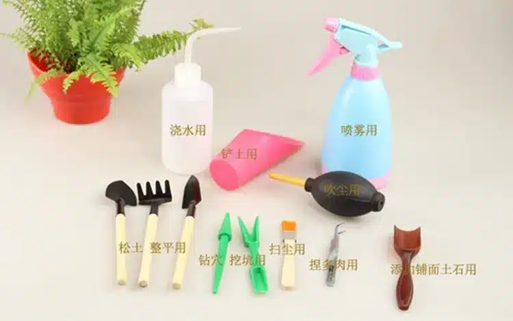 12pcs / set! Multifunctiona kit ferramentas bonsai gardening tools set and equipment fork shovel forceps spray bottle 18