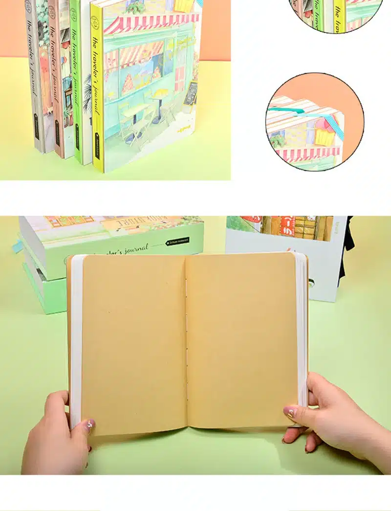 Korean A5 Notebook Set Kawaii Cute Planner Organizer Dokibook Personal Travel Diary Journal Note Books + 6 Colored Pens and Tape 15