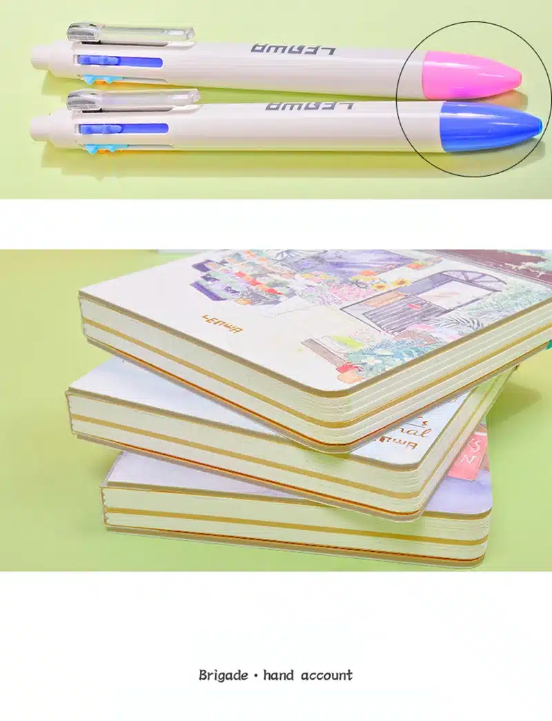 Korean A5 Notebook Set Kawaii Cute Planner Organizer Dokibook Personal Travel Diary Journal Note Books + 6 Colored Pens and Tape 16