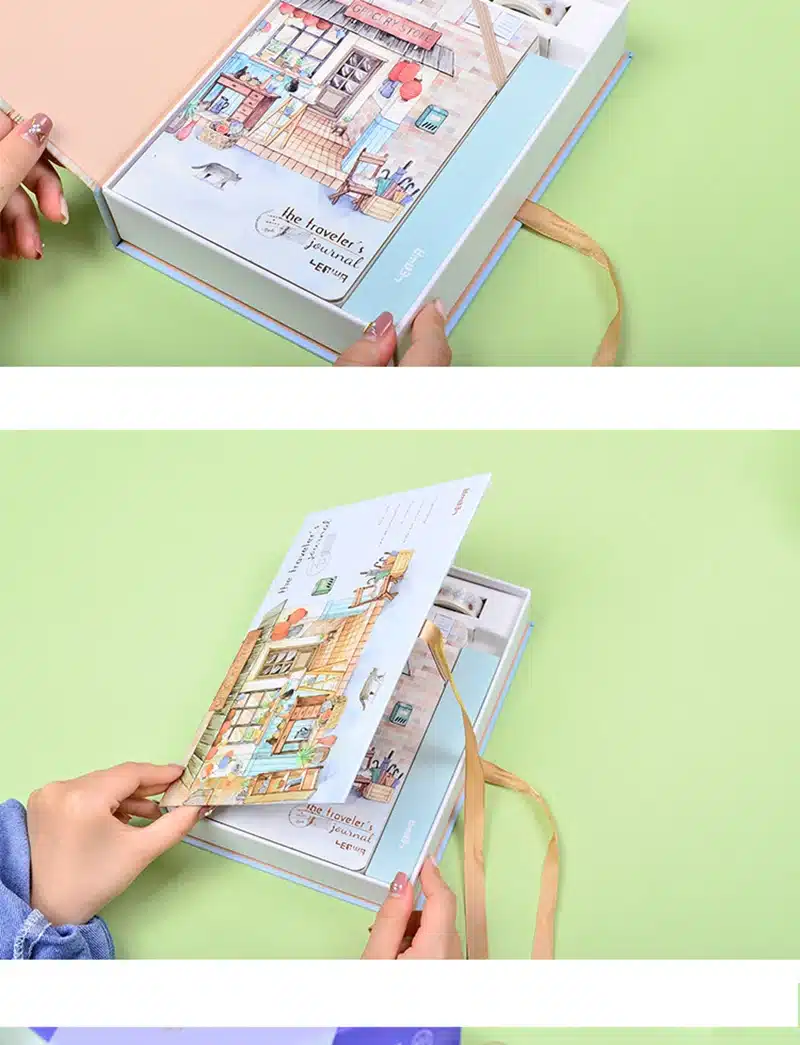 Korean A5 Notebook Set Kawaii Cute Planner Organizer Dokibook Personal Travel Diary Journal Note Books + 6 Colored Pens and Tape 20