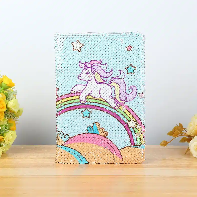 New Color Sequins Flip Unicorn DiaryA5 Horizontal Line 78sheets 2019DIY Paper Glitter Notepad Notebook School Stationery Writing 5