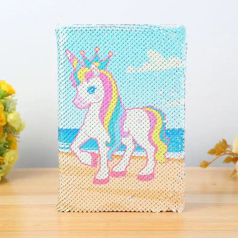 New Color Sequins Flip Unicorn DiaryA5 Horizontal Line 78sheets 2019DIY Paper Glitter Notepad Notebook School Stationery Writing 7