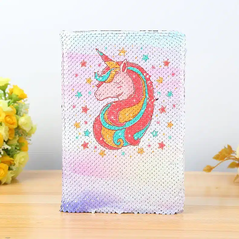 New Color Sequins Flip Unicorn DiaryA5 Horizontal Line 78sheets 2019DIY Paper Glitter Notepad Notebook School Stationery Writing 10