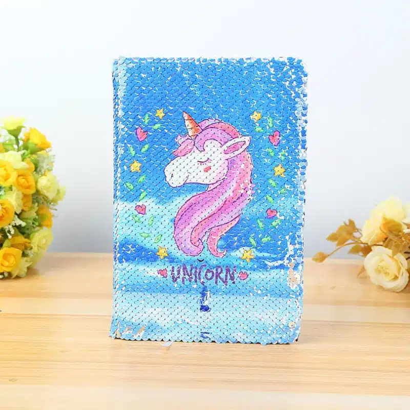 New Color Sequins Flip Unicorn DiaryA5 Horizontal Line 78sheets 2019DIY Paper Glitter Notepad Notebook School Stationery Writing 11