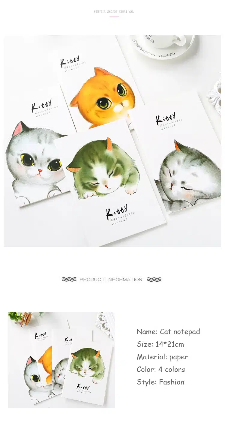 4 Color Cartoon Notebook Paper Cute Cat School Notebook Paper A5 Travelers Notebooks Planner Agenda Diary Stationery Store 1