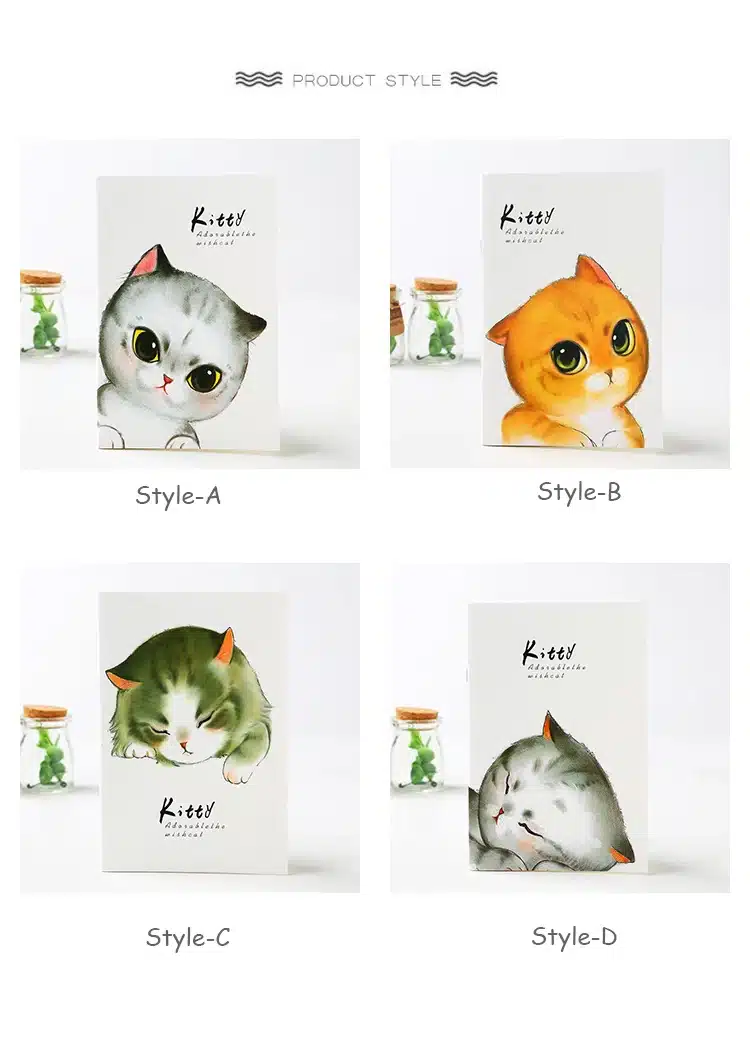 4 Color Cartoon Notebook Paper Cute Cat School Notebook Paper A5 Travelers Notebooks Planner Agenda Diary Stationery Store 3