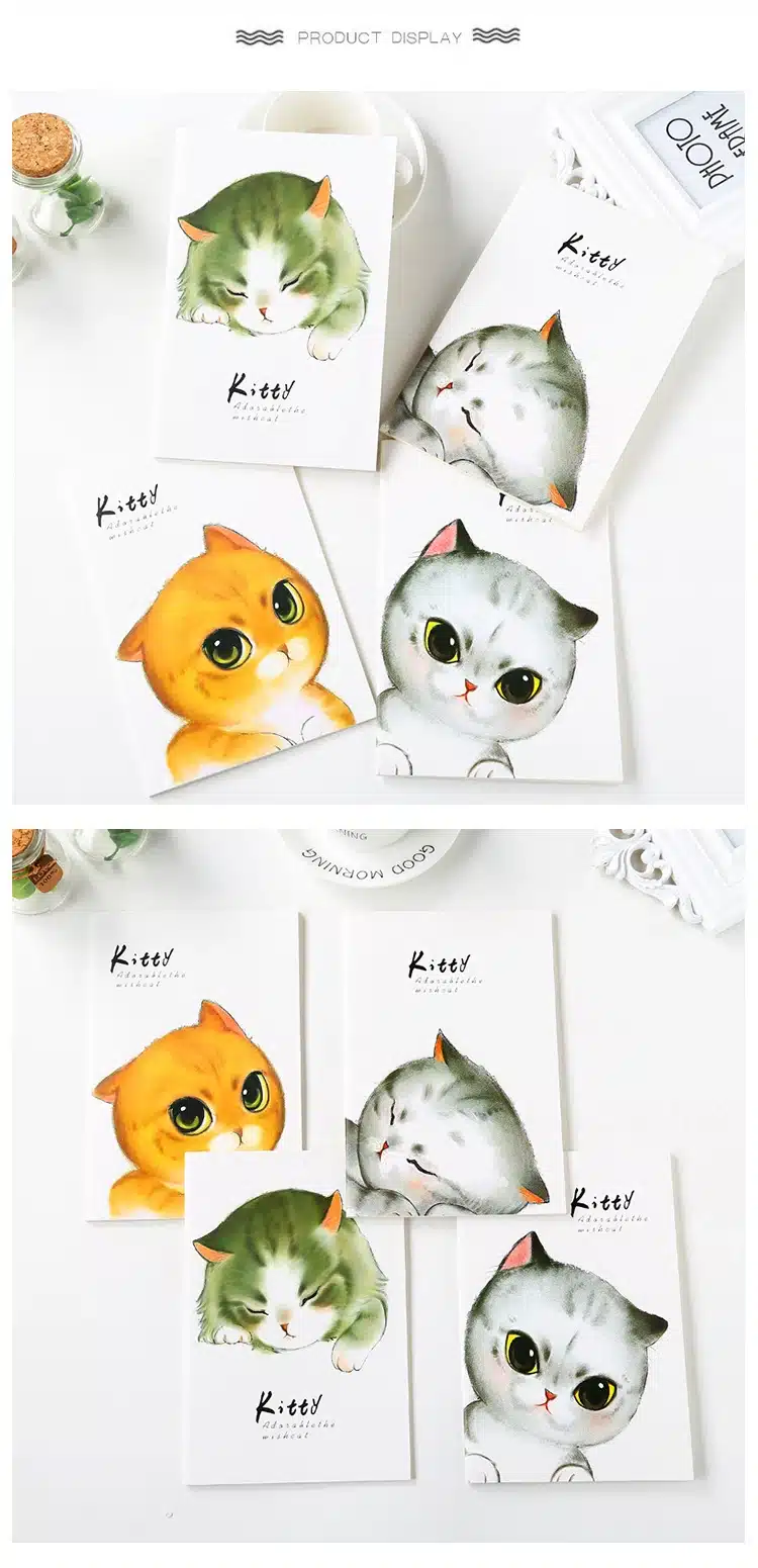 4 Color Cartoon Notebook Paper Cute Cat School Notebook Paper A5 Travelers Notebooks Planner Agenda Diary Stationery Store 5
