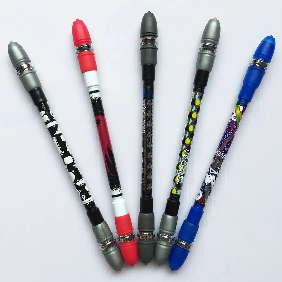 Non Slip Twirling Spinning Pen Spinning Trick Rolling Ballpoint Pen Blue Ink Refill Finger Playing Matting Pen School Office Set 10