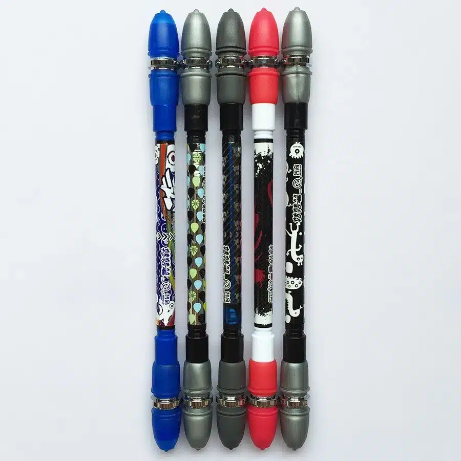 Non Slip Twirling Spinning Pen Spinning Trick Rolling Ballpoint Pen Blue Ink Refill Finger Playing Matting Pen School Office Set 12