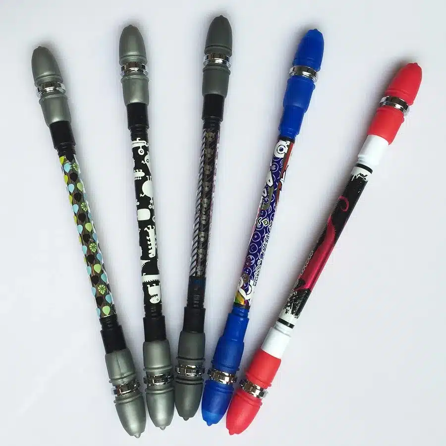 Non Slip Twirling Spinning Pen Spinning Trick Rolling Ballpoint Pen Blue Ink Refill Finger Playing Matting Pen School Office Set 27