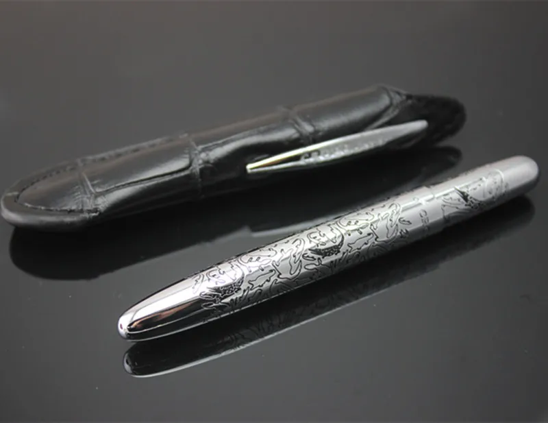 Mini Crocodile 9cm ballpoint pen Black + Pouch Neat Convience Office Supplies Luxury Metal silver gift box 11