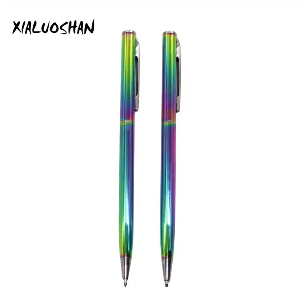 2pcs/set Colorful Rainbow Ballpoint pen Stainless Steel Metal Stationery Lightweight Portable Writing Supplies 3