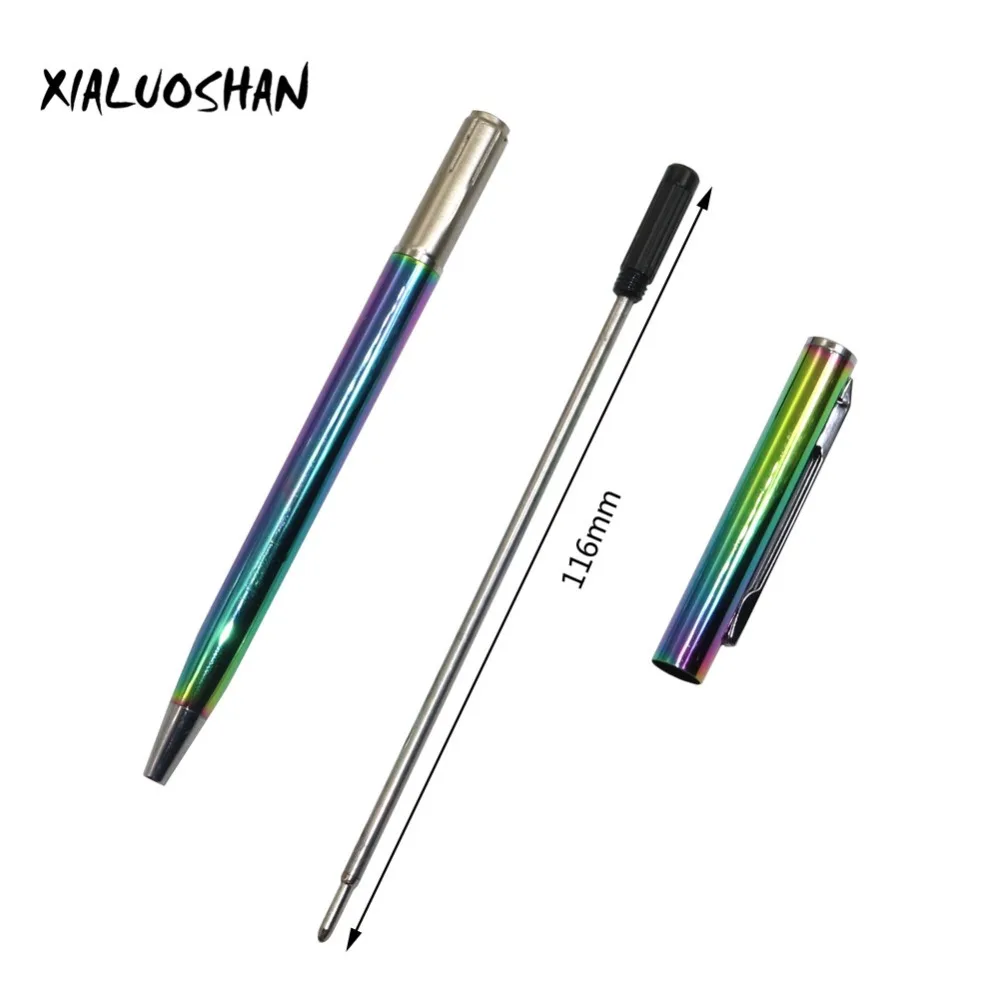 2pcs/set Colorful Rainbow Ballpoint pen Stainless Steel Metal Stationery Lightweight Portable Writing Supplies 4