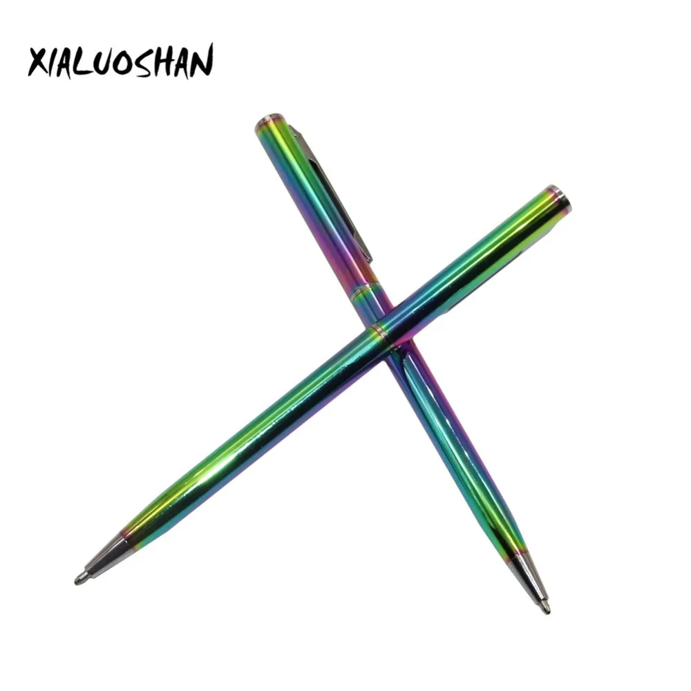 2pcs/set Colorful Rainbow Ballpoint pen Stainless Steel Metal Stationery Lightweight Portable Writing Supplies 5