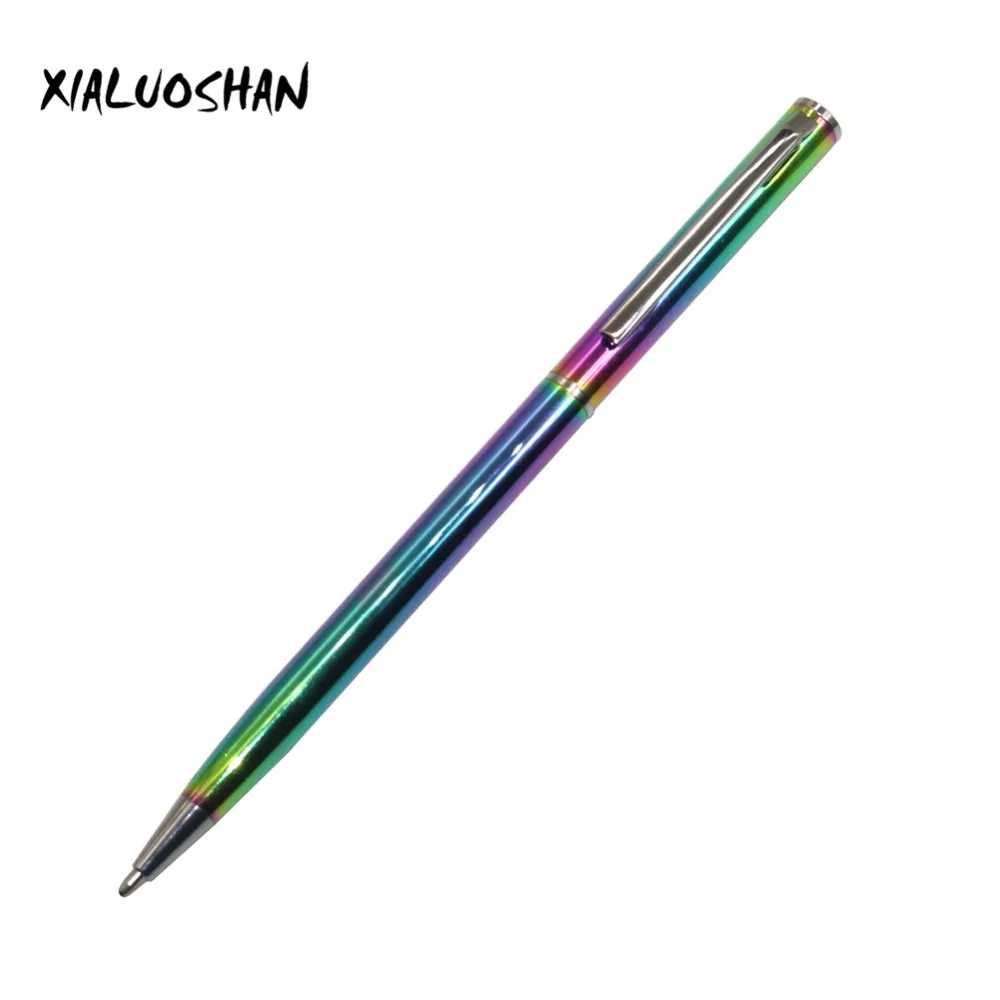 2pcs/set Colorful Rainbow Ballpoint pen Stainless Steel Metal Stationery Lightweight Portable Writing Supplies 6
