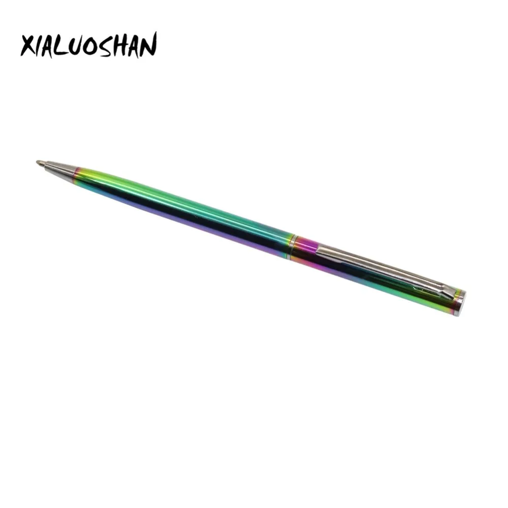 2pcs/set Colorful Rainbow Ballpoint pen Stainless Steel Metal Stationery Lightweight Portable Writing Supplies 8