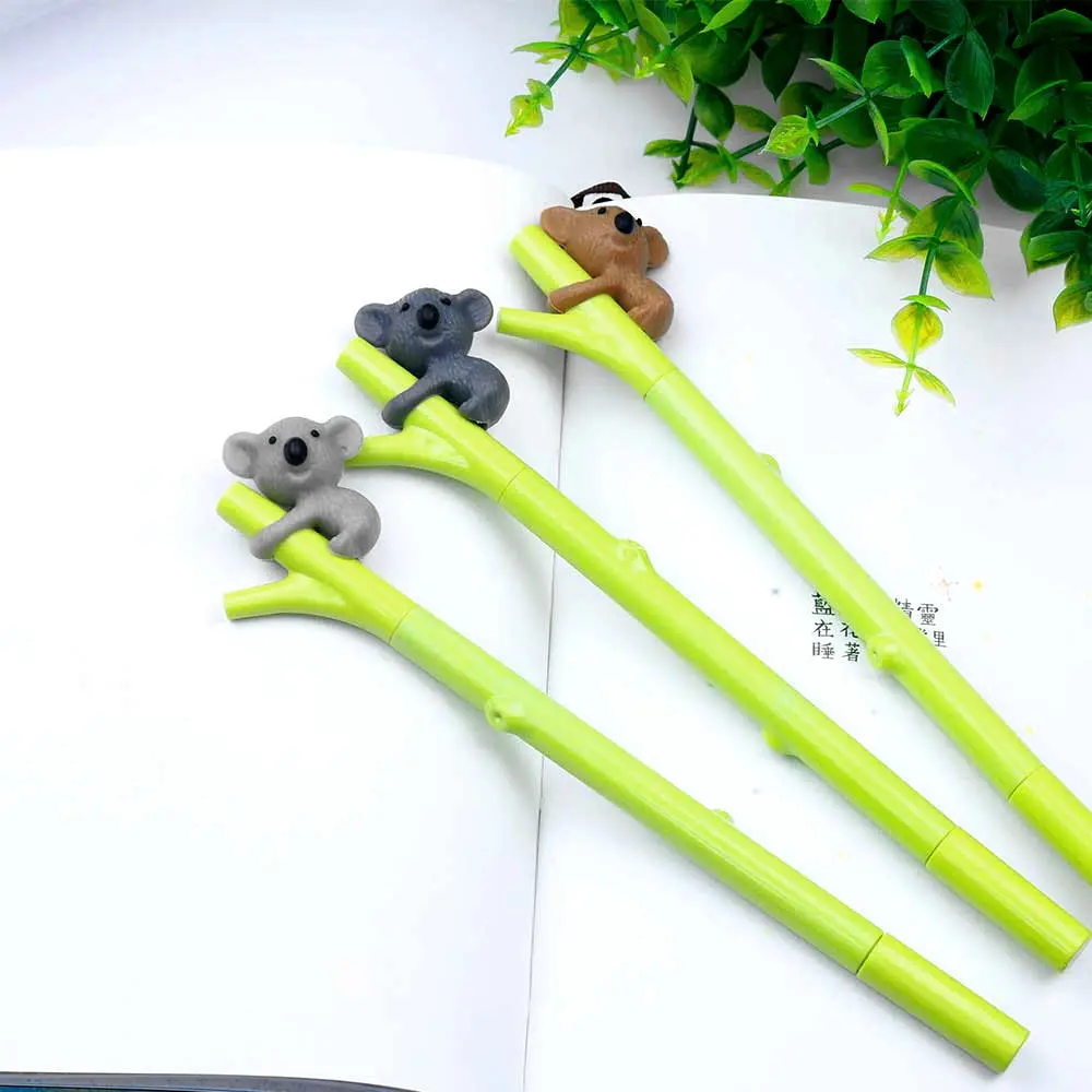 Cute Animal Pen Creative Stationery Gel Ink Pen 0.5mm Black Pens Student Supplies TOMTOSH 10