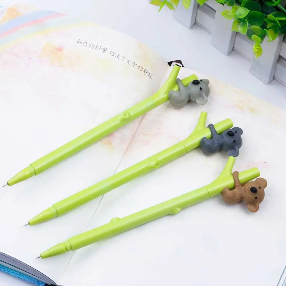 Cute Animal Pen Creative Stationery Gel Ink Pen 0.5mm Black Pens Student Supplies TOMTOSH 12