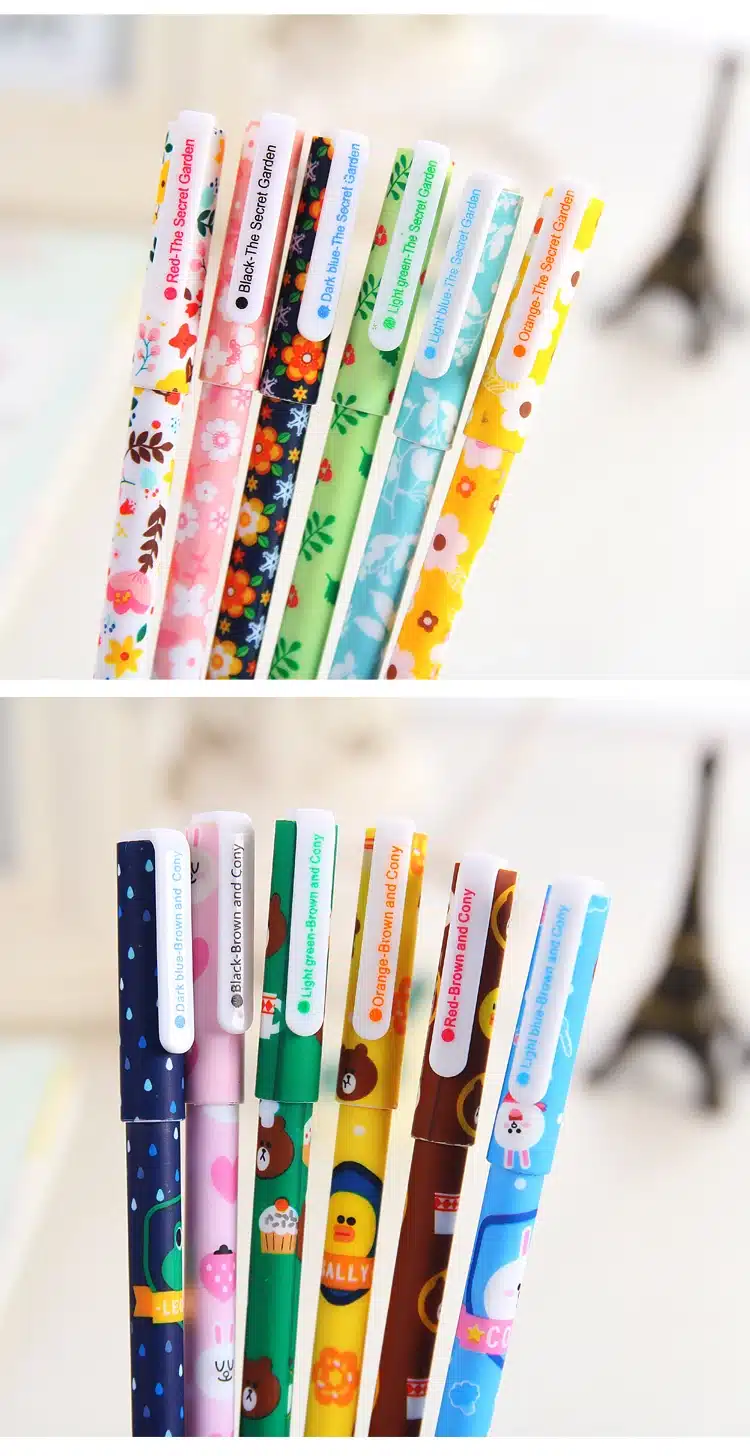 6 pcs/set Cute Gel Pens 0.38mm Colored Ink Roller Pen Kawaii Ballpoint School Canetas Boligrafos Gift Stationery Office Supply 13