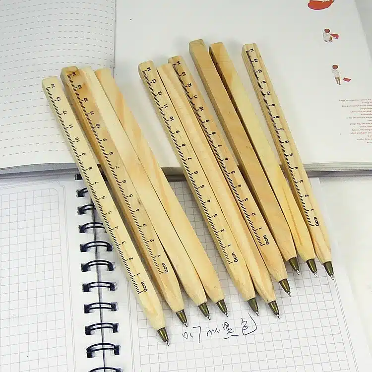 1pcs/lot New handmade wooden Environmental Ruler design Manual DIY Multifunction ballpoint pen ballpen 12