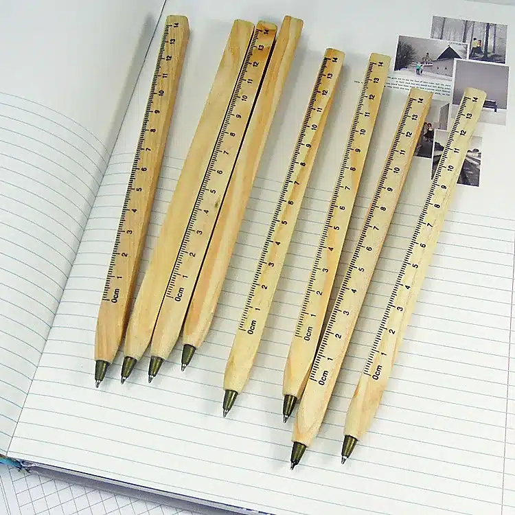 1pcs/lot New handmade wooden Environmental Ruler design Manual DIY Multifunction ballpoint pen ballpen 13