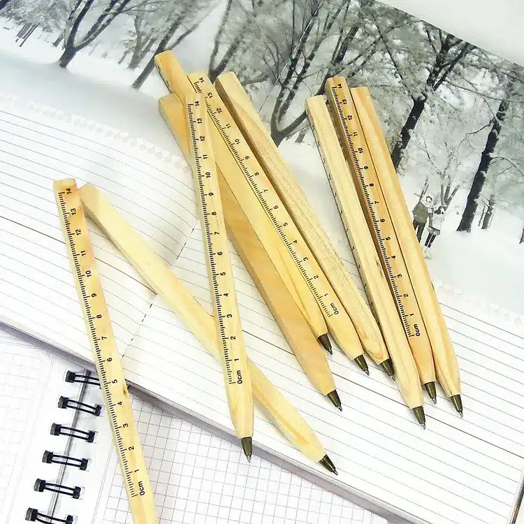 1pcs/lot New handmade wooden Environmental Ruler design Manual DIY Multifunction ballpoint pen ballpen 15