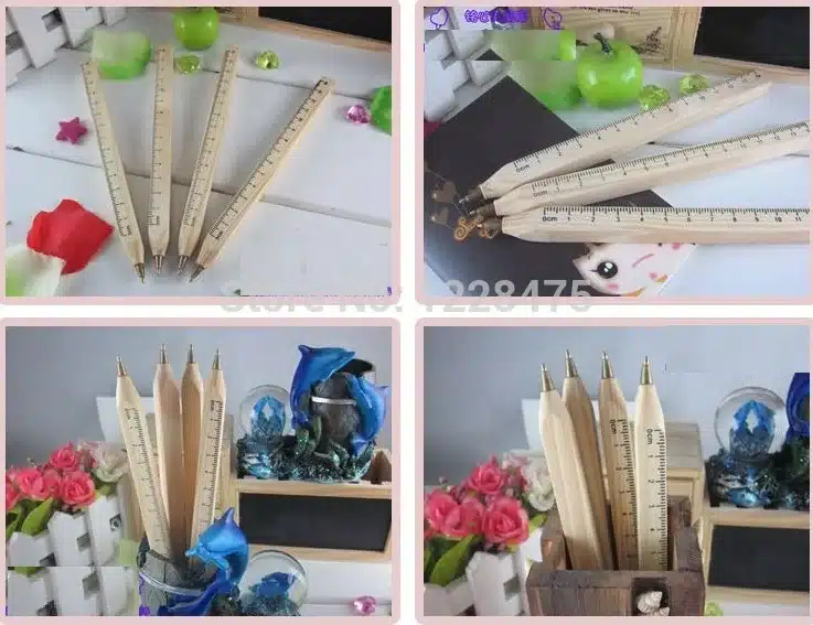 1pcs/lot New handmade wooden Environmental Ruler design Manual DIY Multifunction ballpoint pen ballpen 18