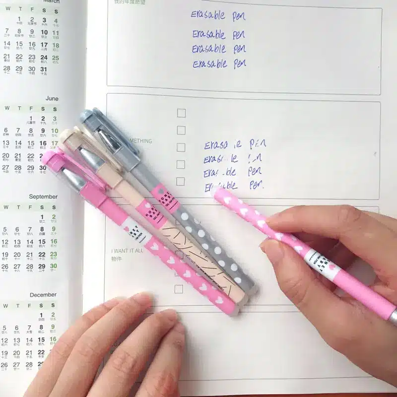 3 Pcs/Set Heart Dots Erasable Pen Blue / Black Ink Magic Ballpoint Pen 0.38mm For School Office Writing Supply Kids Stationery 7