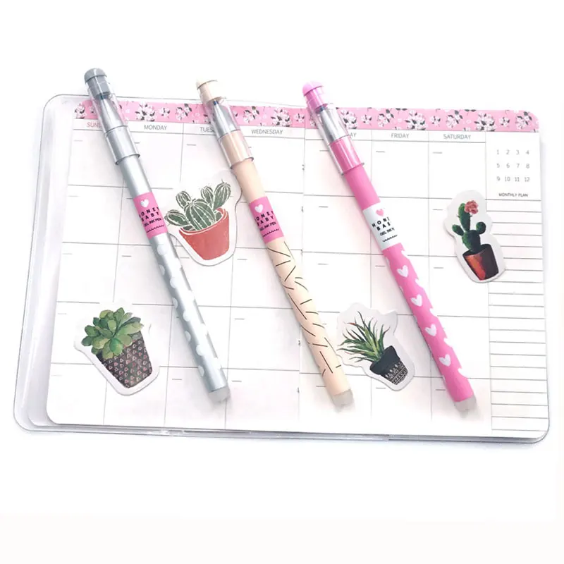 3 Pcs/Set Heart Dots Erasable Pen Blue / Black Ink Magic Ballpoint Pen 0.38mm For School Office Writing Supply Kids Stationery 9