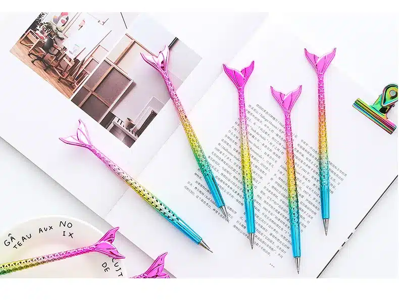 Creative Cute Mermaid Ballpoint Pen dazzling kawaii school supplies Styling Fish Ballpen Creative lovely Gift for girl 11